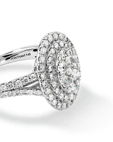 1.30 Carat TW Oval Cluster Halo Diamond Ring in 10kt White Gold