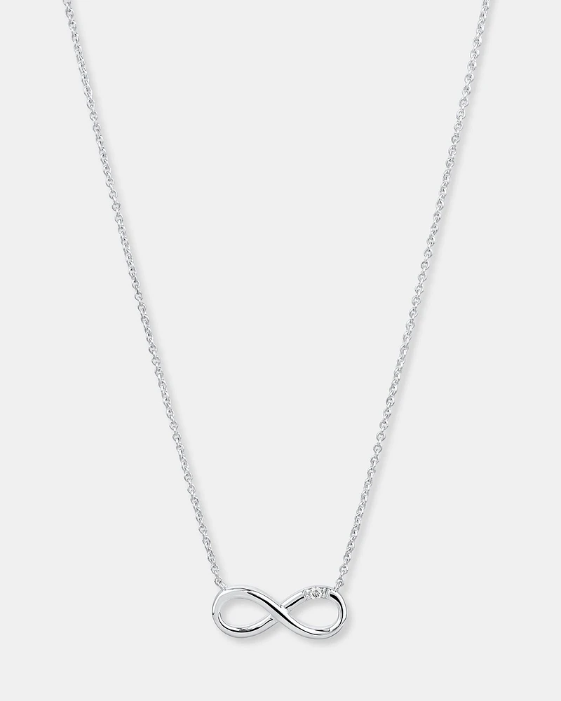 Diamond Accent Infinity Necklace in Sterling Silver