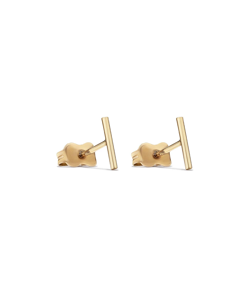 8mm Narrow Bar Stud Earrings in 10kt Yellow Gold