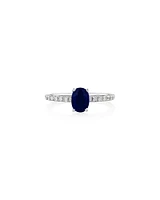 Solitaire Sapphire Ring with 0.25 Carat TW of Diamonds in 10kt White Gold