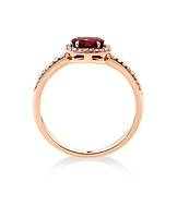 Halo Ring with Rhodolite Garnet & 0.15 Carat TW of Diamonds in 10kt Rose Gold