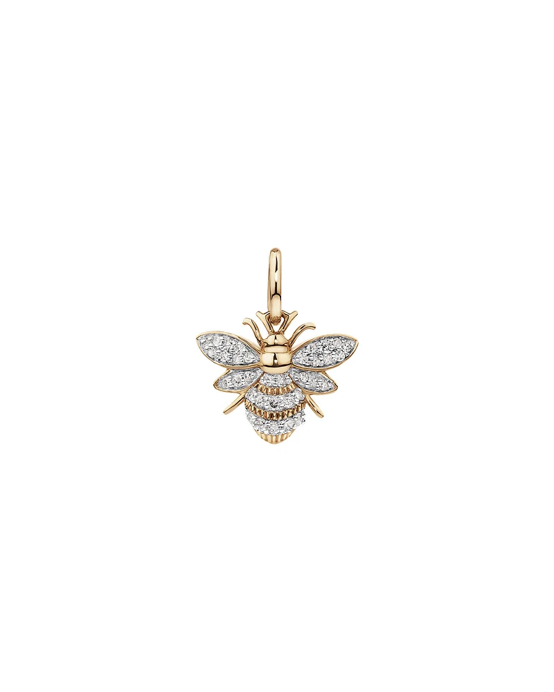 Diamond Bee Pendant in 10kt Yellow Gold