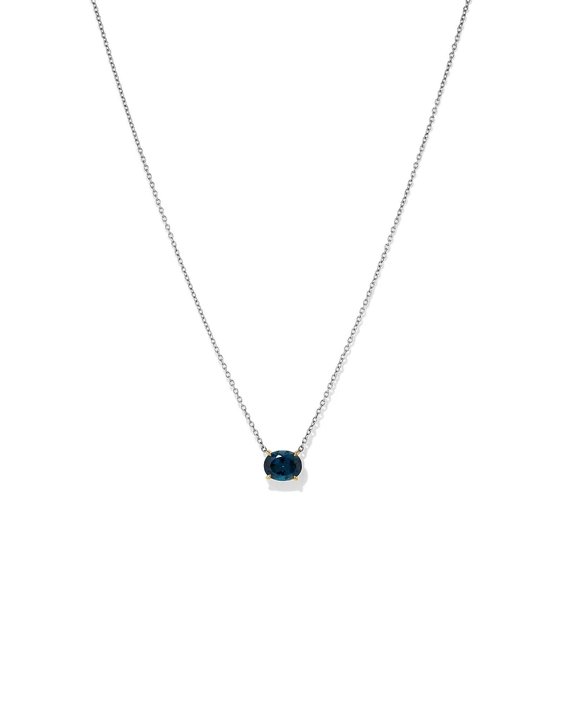 Necklace with London Blue Topaz in Sterling Silver and 10kt Yellow Gold