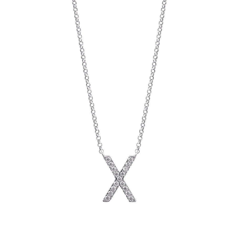 A' Initial necklace with 0.10 Carat TW of Diamonds in 10kt White Gold