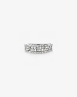 Bague en or blanc 10 K à rangs multiples de diamants totalisant 0,50 ct