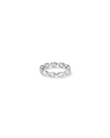 Pear Shaped Cubic Zirconia Bezel Set Eternity Ring Sterling Silver