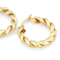 Croissant Twist 15mm Hoop Earrings in 10kt Yellow Gold
