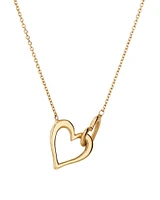 Collier Double Coeur Ouvert en Or Jaune 10 kt