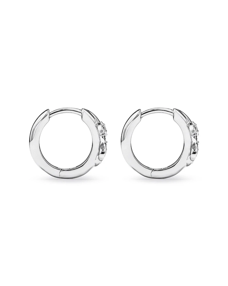 Cubic Zirconia Vine Huggie Earrings in Sterling Silver