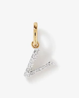 Diamond Letter V Initial Pendant in 10kt Yellow Gold