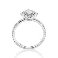 Sir Michael Hill Designer Vintage Floral Engagement Ring with 0.92 Carat TW of Diamonds in 18kt White Gold