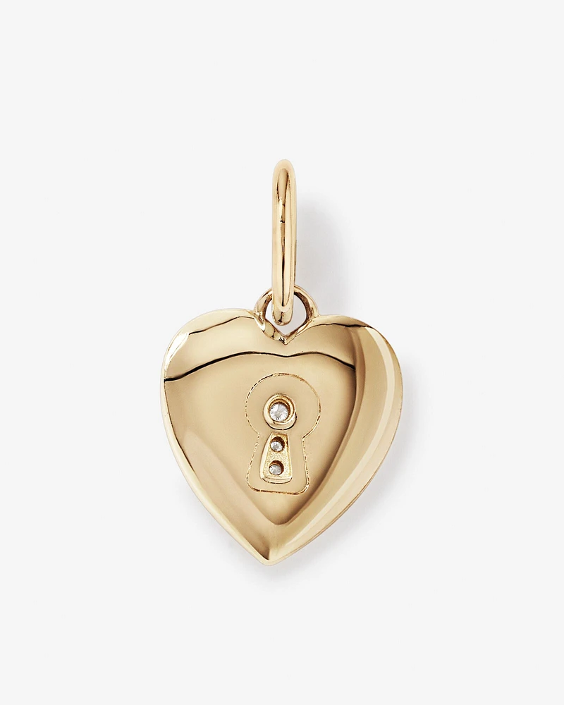 Diamond Accent Love Heart Lock Pendant in 10kt Yellow Gold