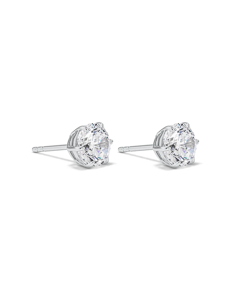 7.3mm Round Brilliant Cubic Zirconia Stud Earrings in Sterling Silver