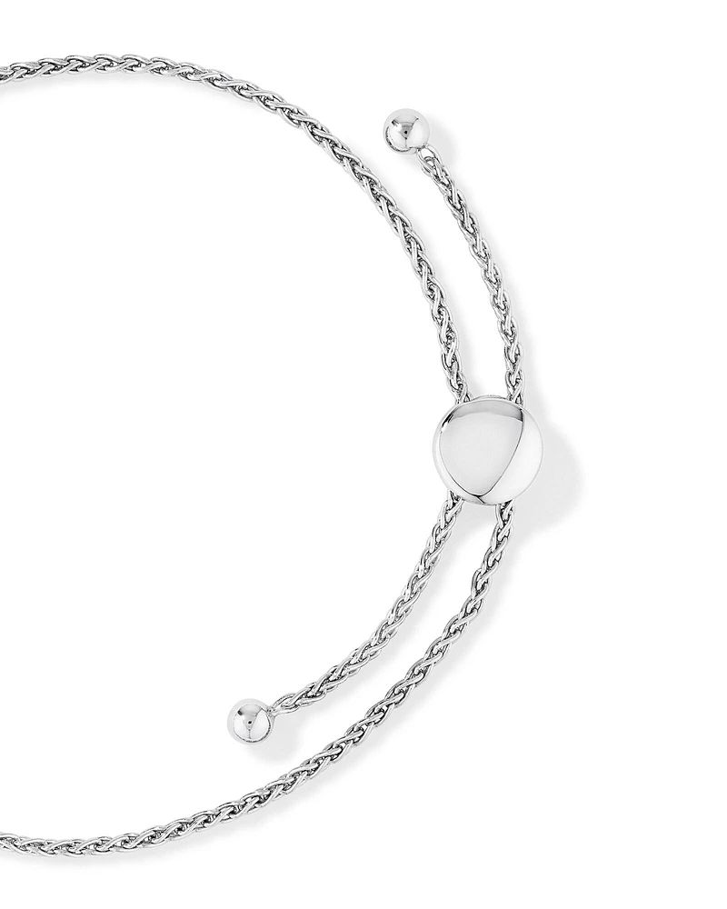 0.15 Carat TW Diamond Knots Bolo Bracelet in Sterling Silver