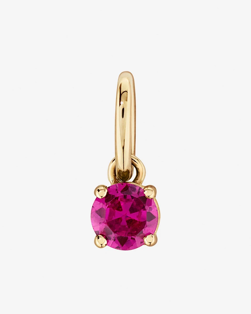 Created Round Red Ruby Birthstone Pendant in 10kt Yellow Gold