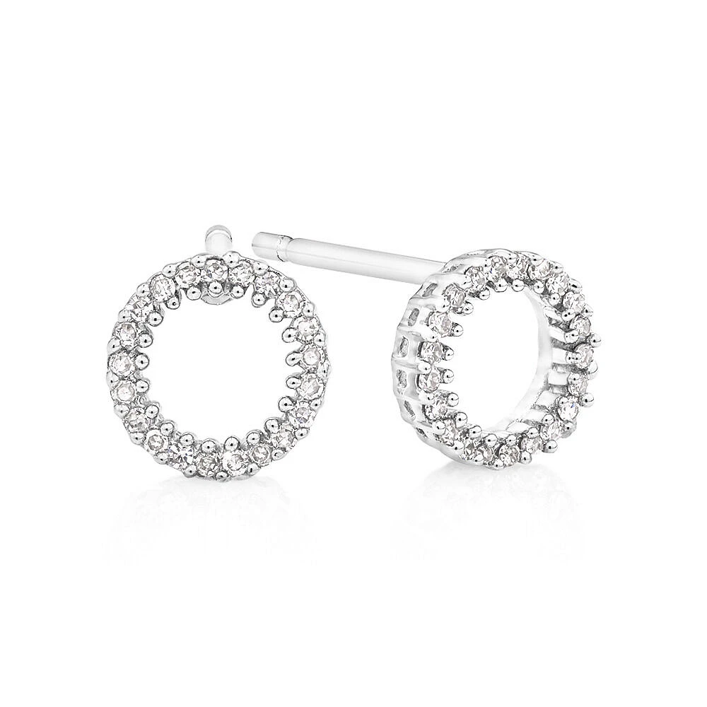 Circle Stud Earrings with 0.10 Carat TW of Diamonds in 10kt White Gold