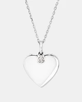 Diamond Charm Heart Pendant Necklace in Sterling Silver