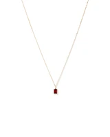 Emerald Cut Red Garnet Gemstone Pendant Necklace in 10kt Yellow Gold