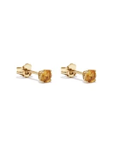 Clous d'oreilles en or jaune 10 carats avec pierre de naissance en citrine