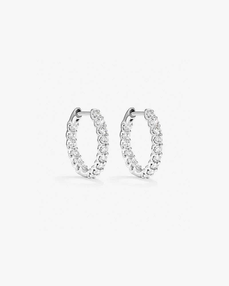 Carat TW Laboratory-Grown Diamond Hoop Earrings Set in 10kt White Gold