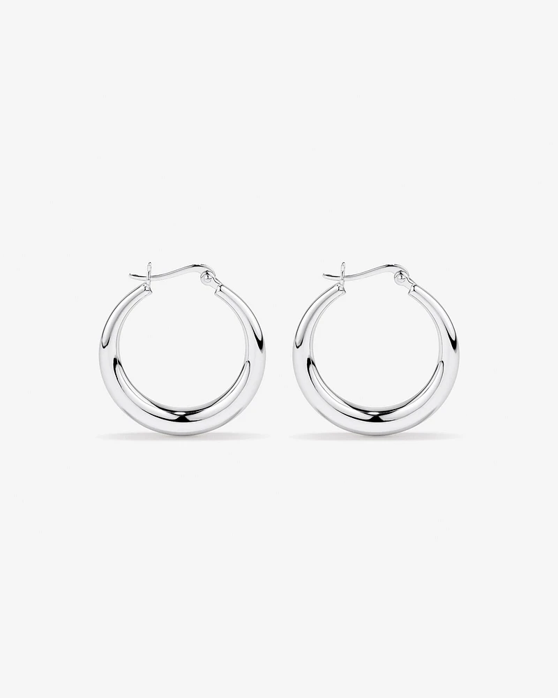 Graduated Domed Hoop Earrings in Sterling Silver