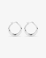 Graduated Domed Hoop Earrings in Sterling Silver