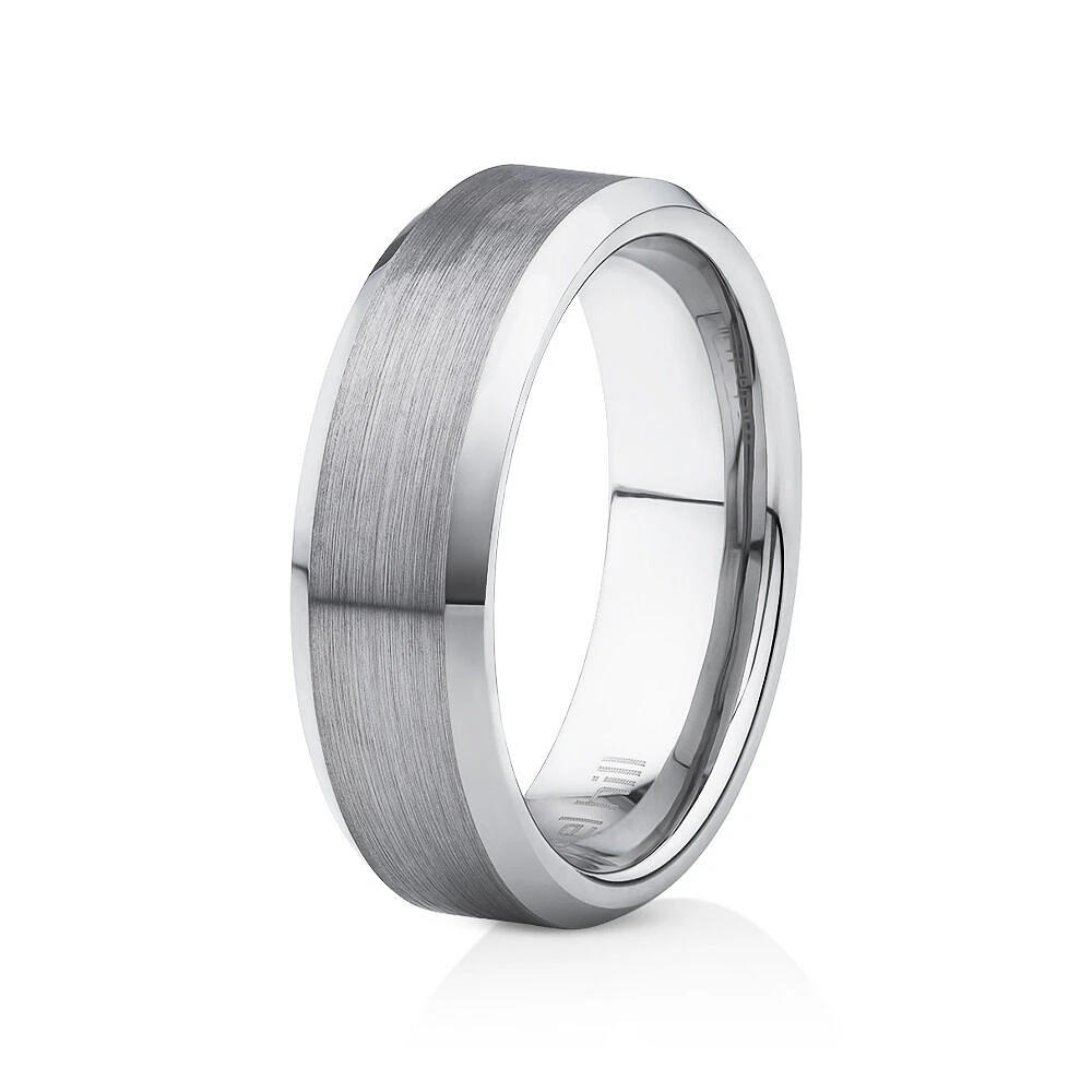 Bague en tungstène de saphir gris pour homme