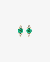 3 Stone Emerald Earrings with .04 Carat TW Diamonds in 10kt Yellow Gold