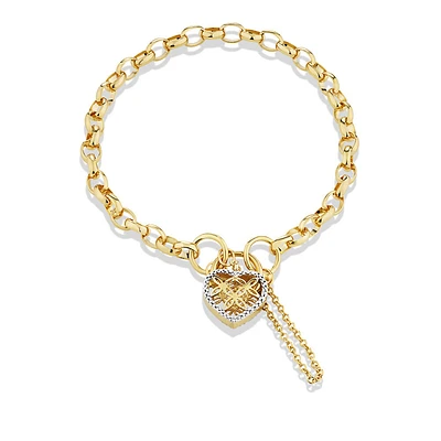 19cm (7.5") 4.5mm-5mm Width Diamond Set Belcher Bracelet in 10kt Yellow Gold