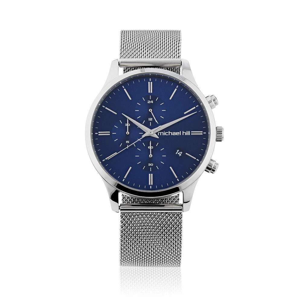 Men's Chronograph Watch in Blue & Rose Tone Stainless Steel