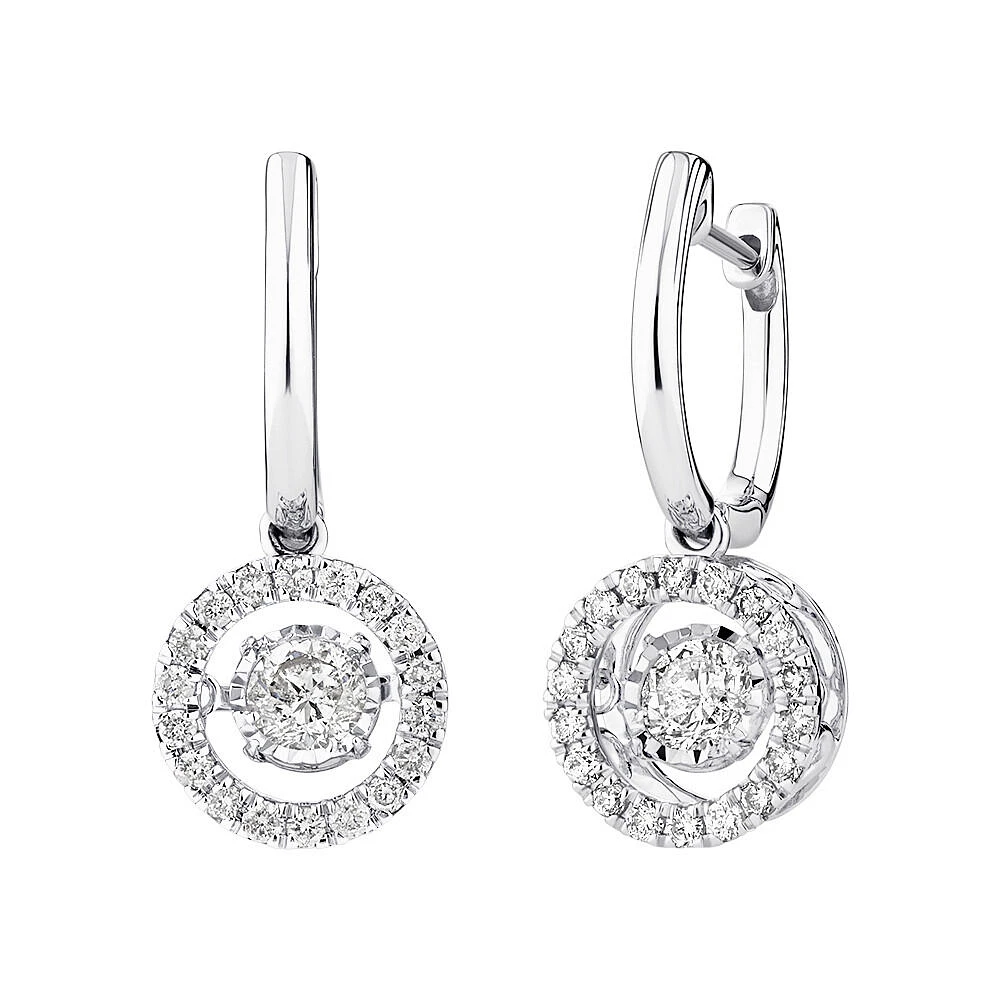 Everlight Drop Earrings with 1 Carat TW of Diamonds in 14kt White Gold