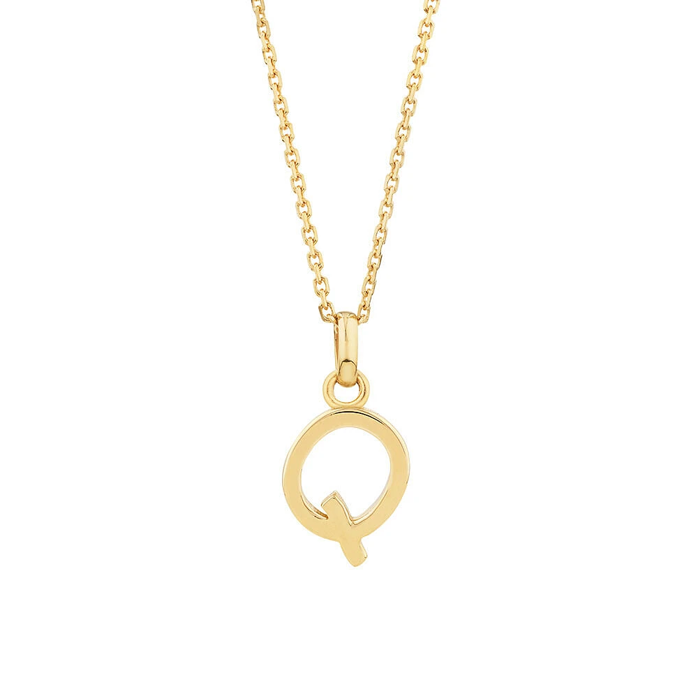 "H" Initial Pendant with Chain in 10kt Yellow Gold