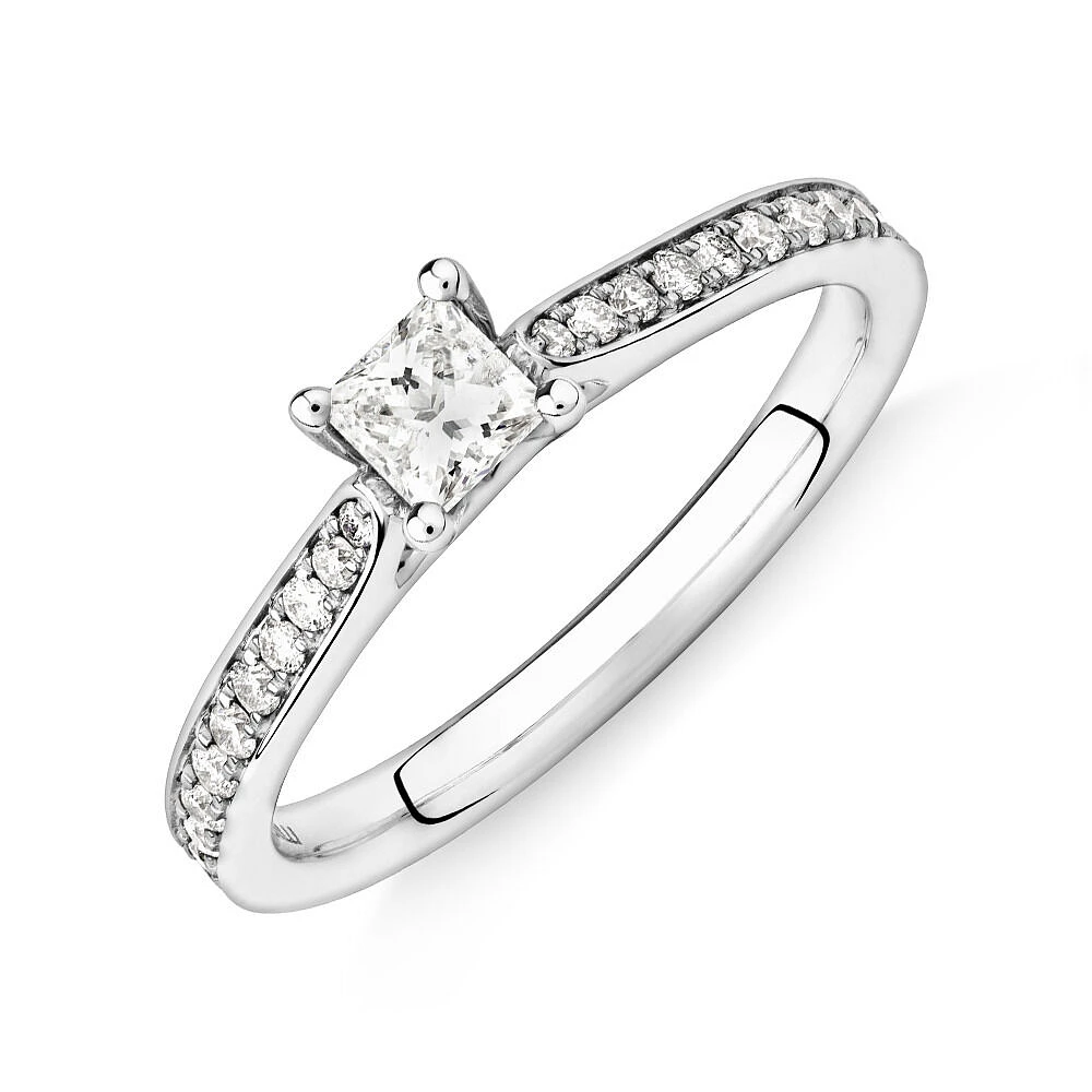 Solitaire Engagement Ring With 1/2 Carat TW of Diamonds In 14kt White Gold