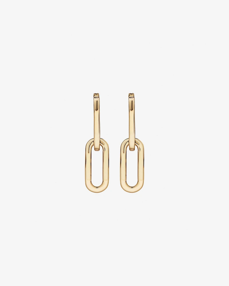 Paperclip Huggie Drop Earrings in 10kt Yellow Gold