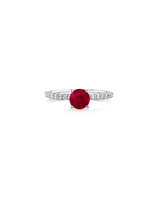 Solitaire Ruby Ring with 0.25 Carat TW of Diamonds in 10kt White Gold