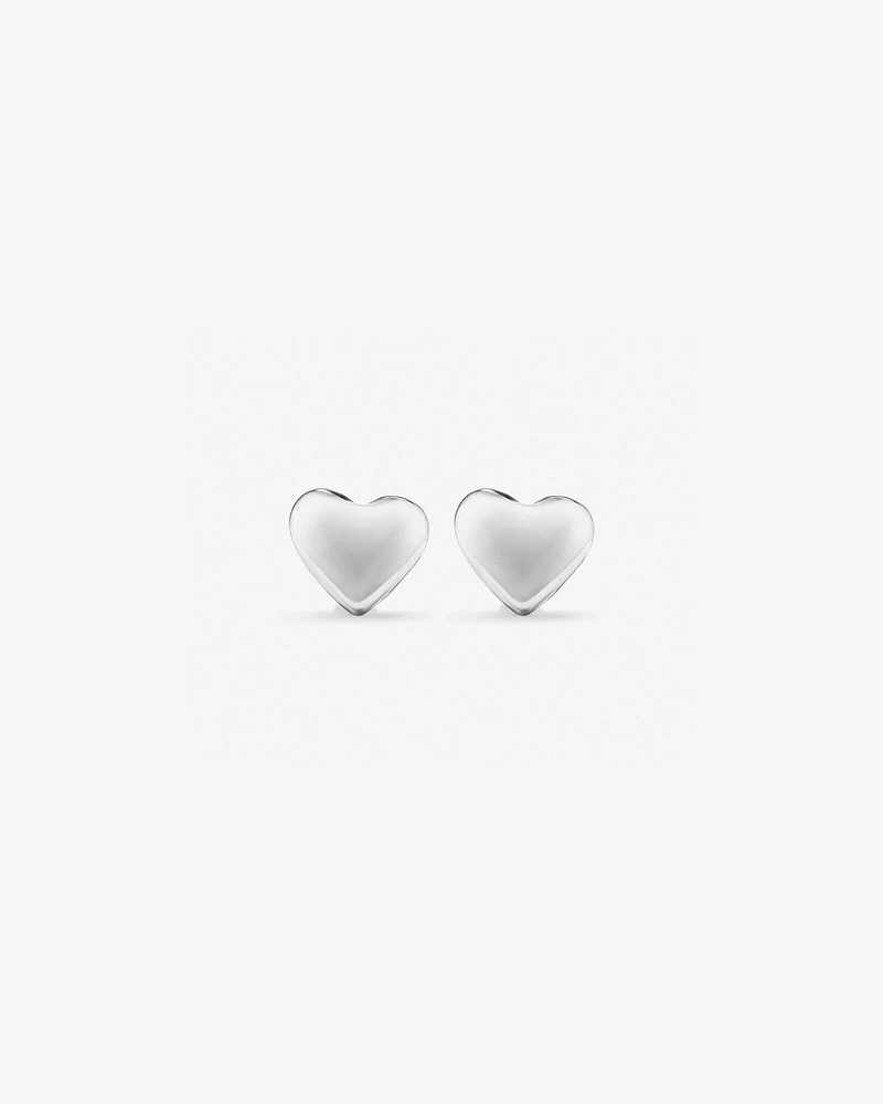 Heart Stud Earrings in Sterling Silver