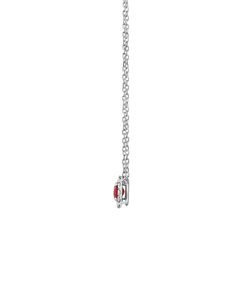 Halo Pendant with Ruby & 0.14 Carat TW of Diamonds in 10kt White Gold