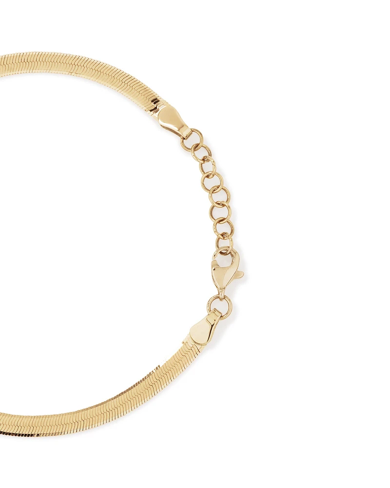 3.5mm Wide Herringbone Snake Chain Bracelet in 10kt Yellow Gold