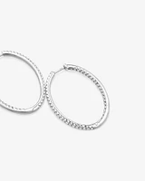 Oval Shape Hoop Earrings with 1.00ct TW of Diamonds in 10kt White Gold