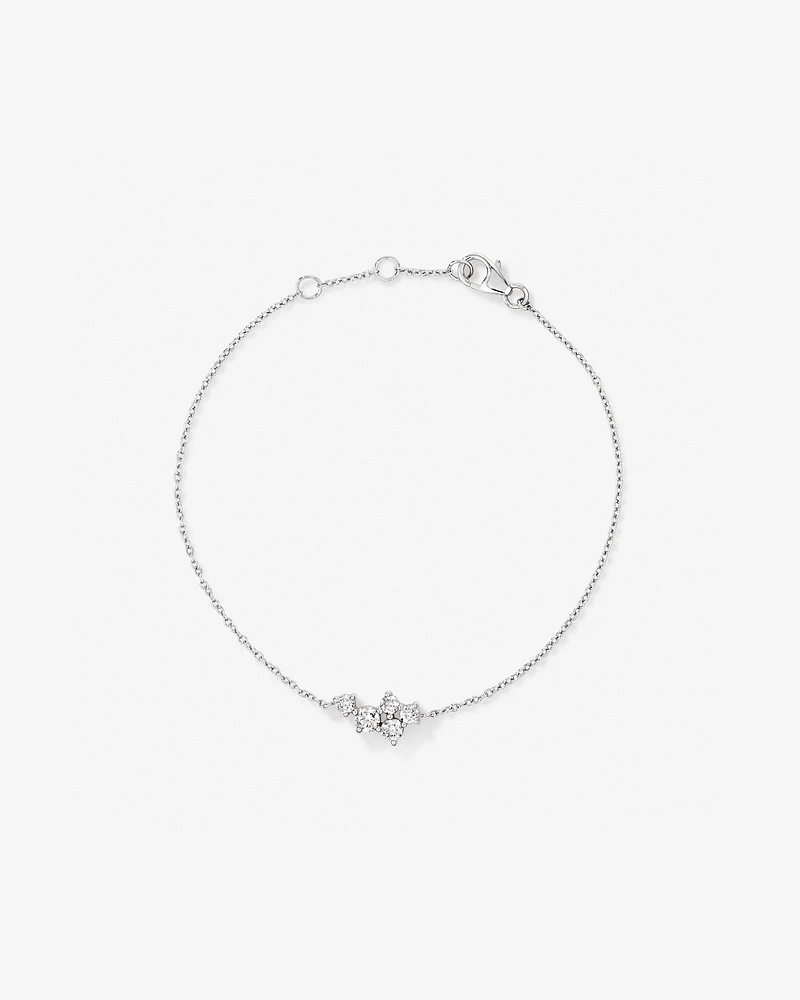 Round Brilliant Cut Cubic Zirconia Chain Bracelet in Sterling Silver