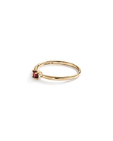 3 Stone Ring with Garnet & Diamonds in 10kt Yellow Gold