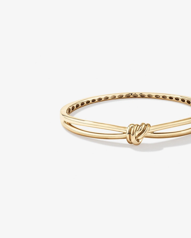 Knot Split Band Oval Bangle in 10kt Yellow Gold