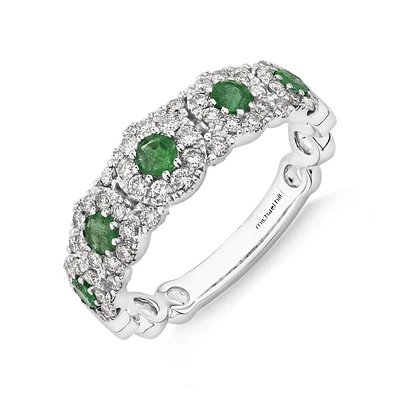 Bubble Ring with Emerald & 0.50 Carat TW of Diamonds in 14kt White Gold