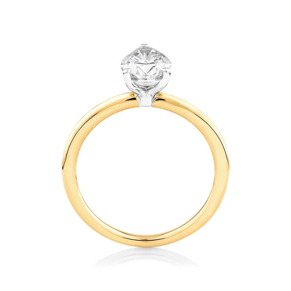 Solitaire Engagement Ring with 1.25 Carat TW of Laboratory-Grown Diamond in 14kt Yellow & White Gold