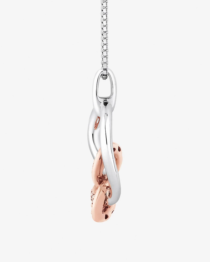 Small Knots Pendant with 0.13 Carat TW of Diamonds in Sterling Silver & 10kt Rose Gold