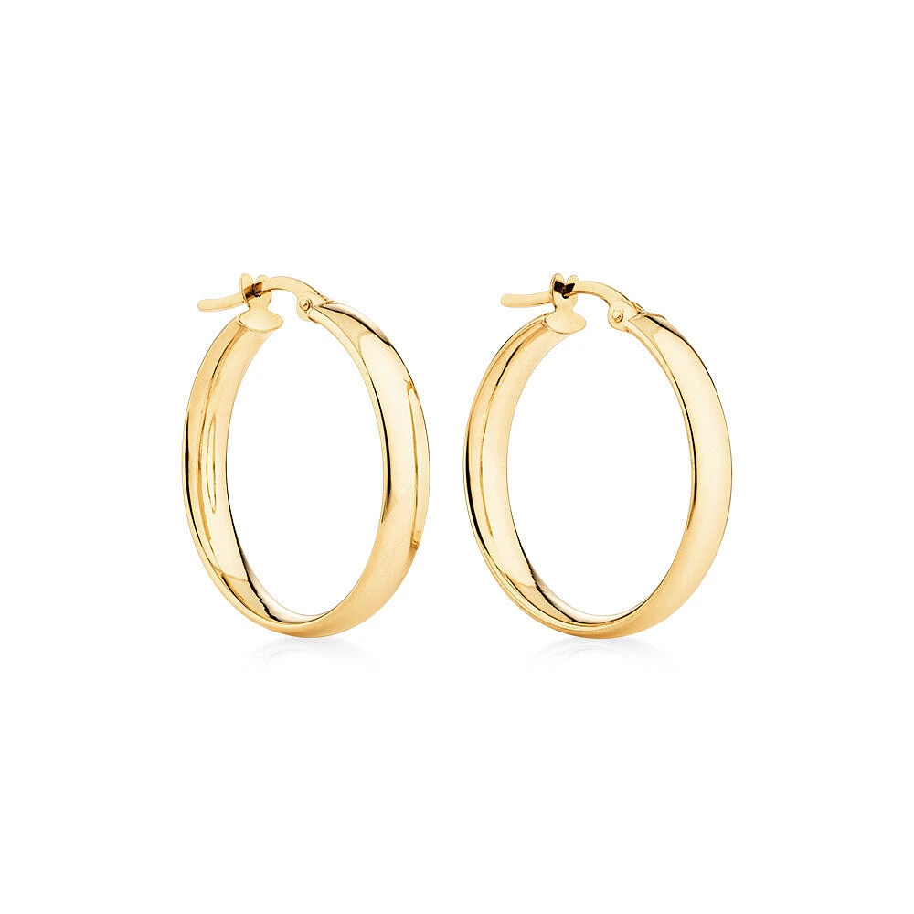 20mm Round Hoop Earrings in 10kt Yellow Gold