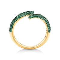 Stardust Emerald Pave Bypass Ring in 10kt Yellow Gold