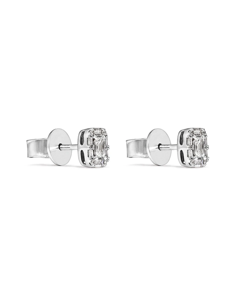 0.31 Carat TW Multistone Emerald Cut Diamond Stud Earrings in 10kt White Gold