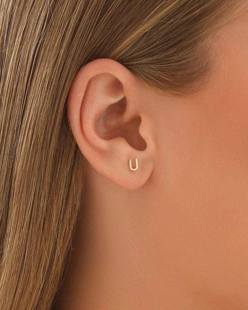 G Initial Single Stud Earring in 10kt Yellow Gold