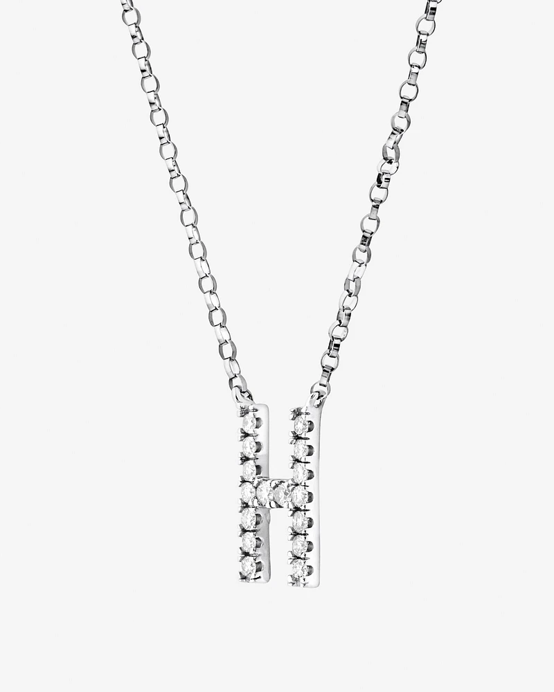 A' Initial necklace with 0.10 Carat TW of Diamonds in 10kt White Gold